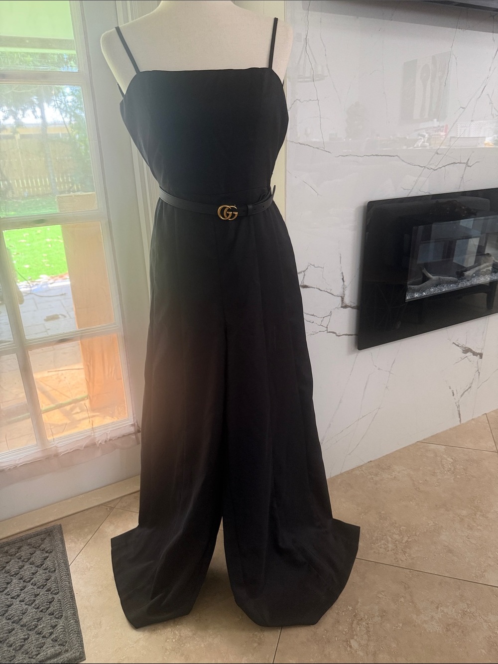 Forever 21 Black Satin Wide-Leg Jumpsuit